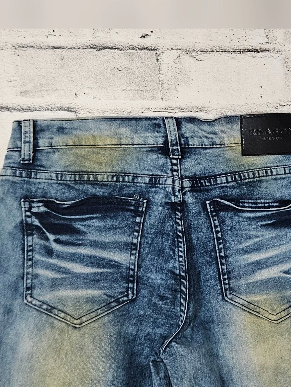 Reason New York Graphic Moto Patch Jeans Slim Fit Denim Mens 30x30 - Picture 12 of 16